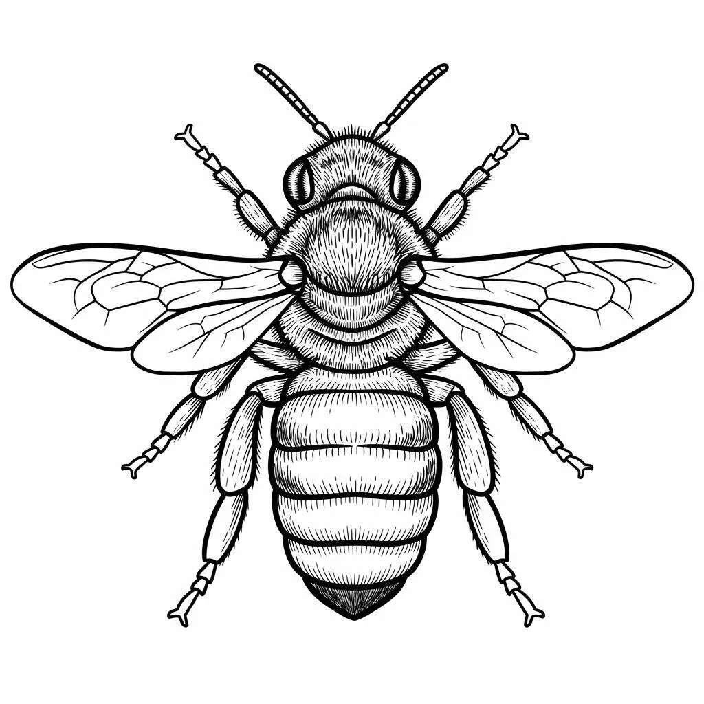 Desenho-de-Abelha-Realista-para-Colorir Desenho de Abelha Realista para Colorir