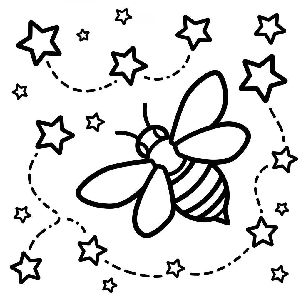 Desenho de Abelha e Estrelas para Colorir