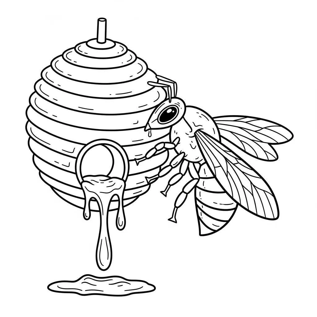 Desenho de Abelha e Favo de Mel para Colorir