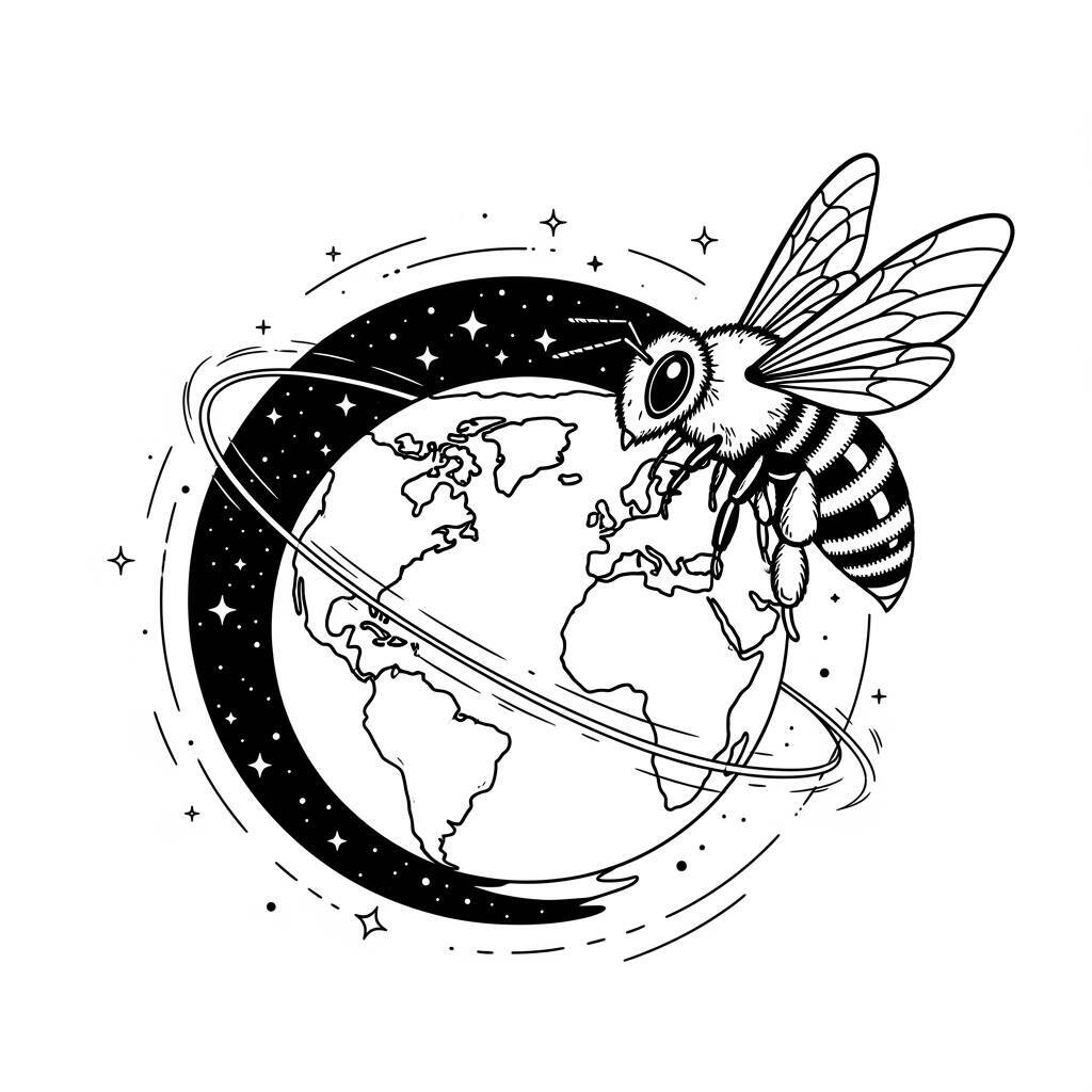 Desenho de Abelha e Planeta Terra para Colorir
