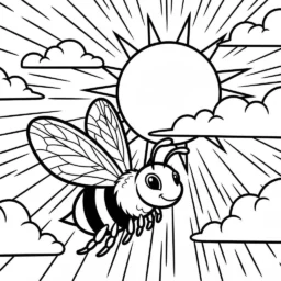 Desenho de Abelha e Sol para Colorir