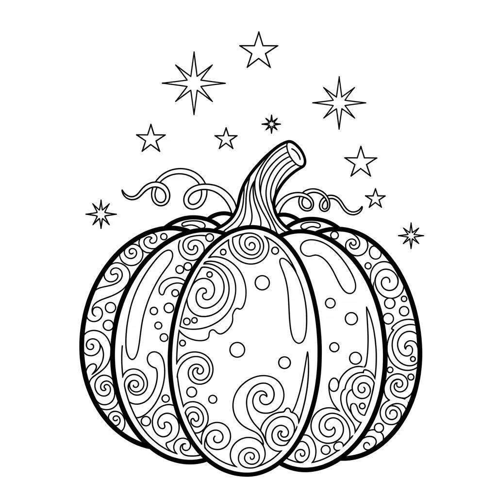 Desenho de Abóbora Brilhante para Colorir