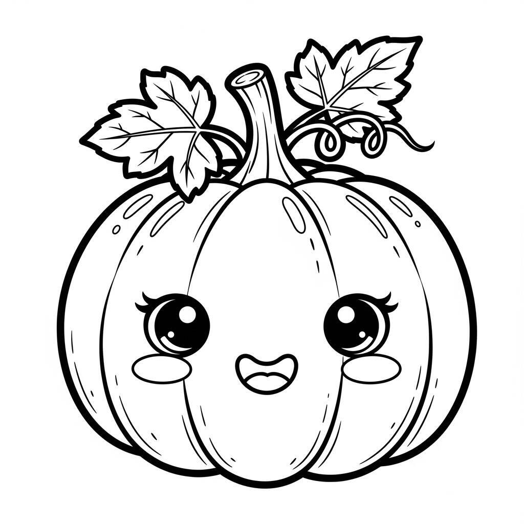 Desenho de Abóbora Kawaii para Colorir