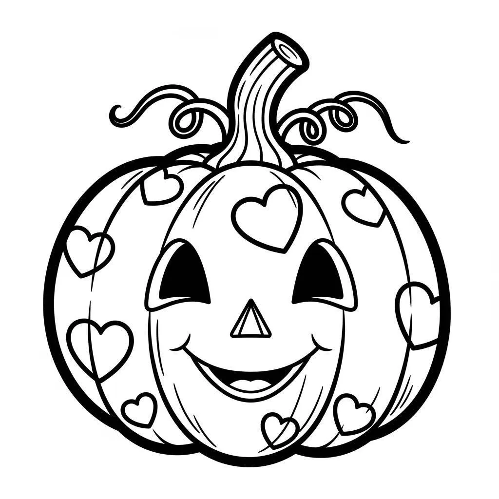 Desenho-de-Abobora-com-Coracao-para-Colorir Página para colorear de calabaza con corazón