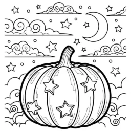 Desenho de Abóbora com Estrelas para Colorir