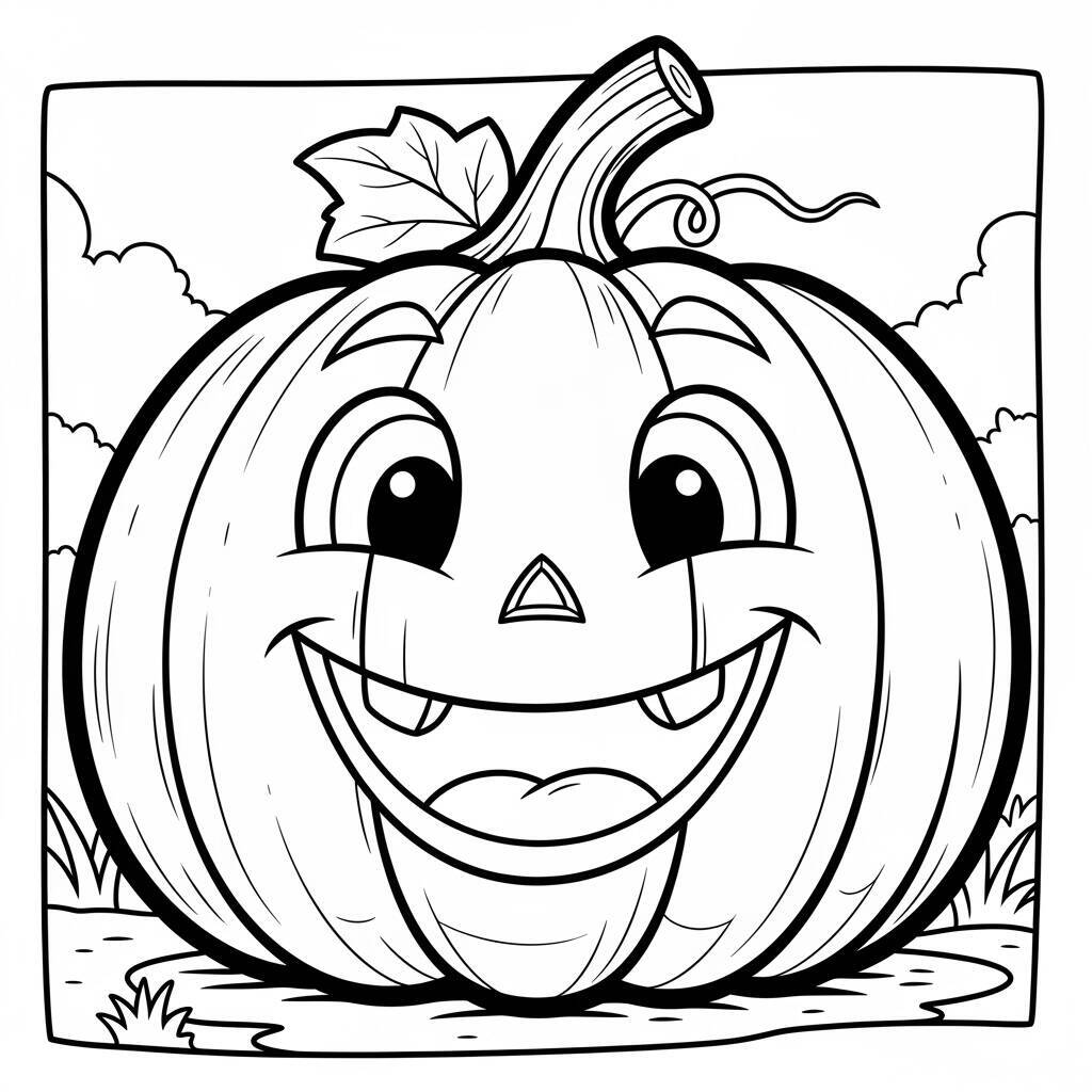 Zucca con un ampio sorriso da colorare