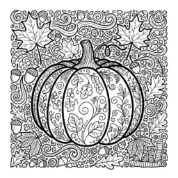 Desenho de Abóbora e Cores do Outono para Colorir