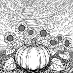 Desenho de Abóbora em um Campo para Colorir