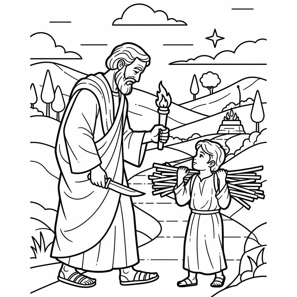 Coloriage Abraham et Isaac