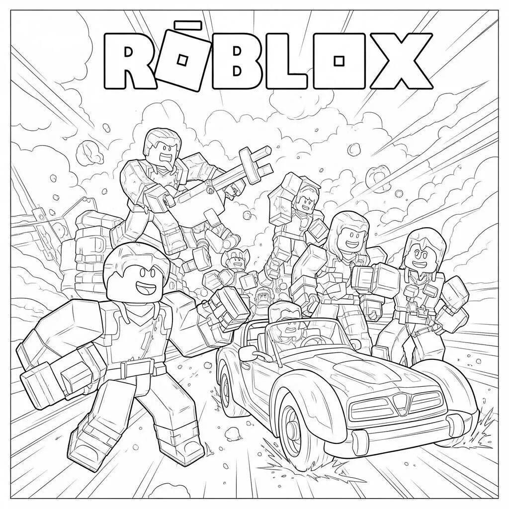 Desenho de Ação do Roblox para Colorir