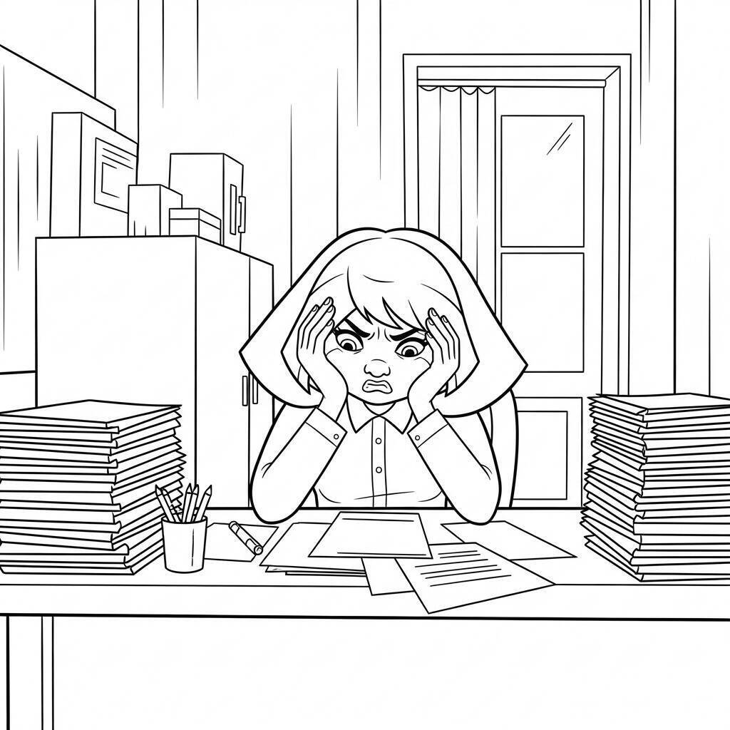 Malvorlage Aggretsuko bei der Arbeit