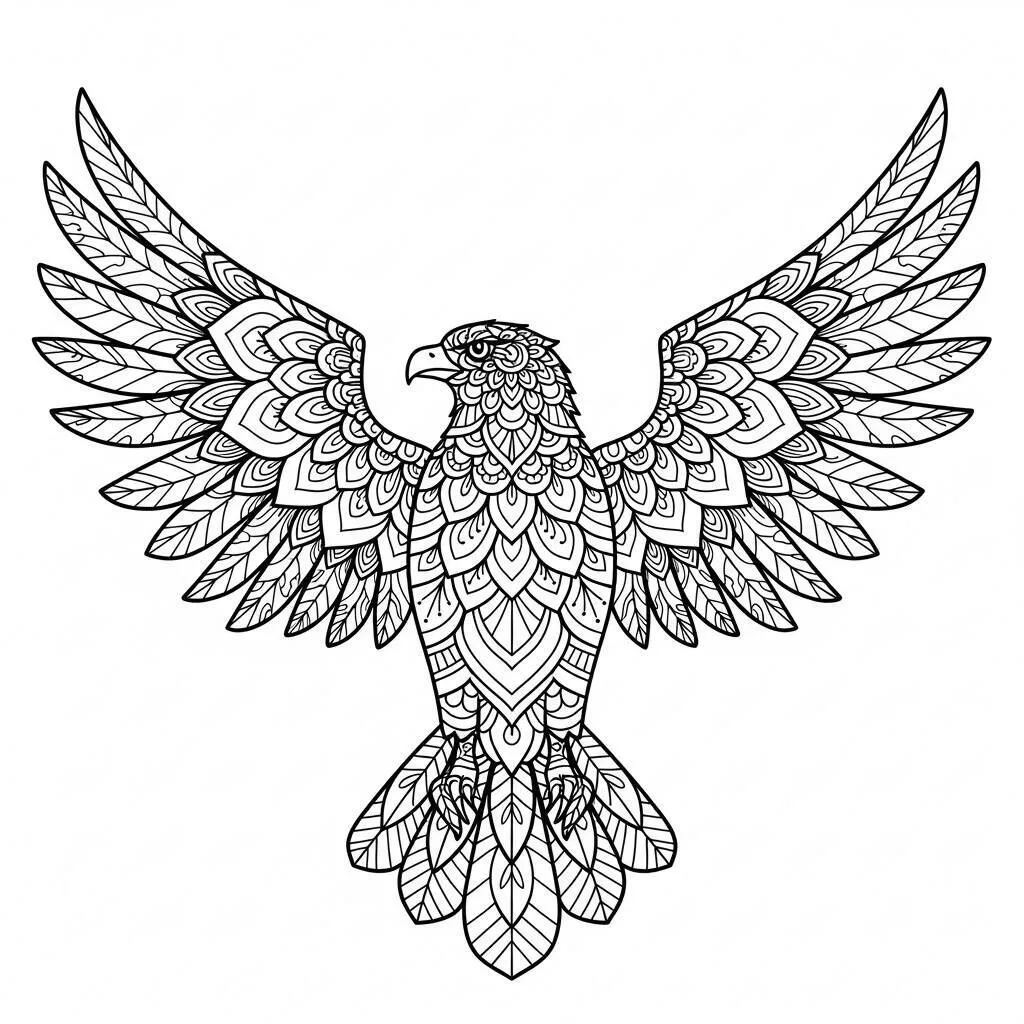 Desenho de Águia Mandala para Colorir