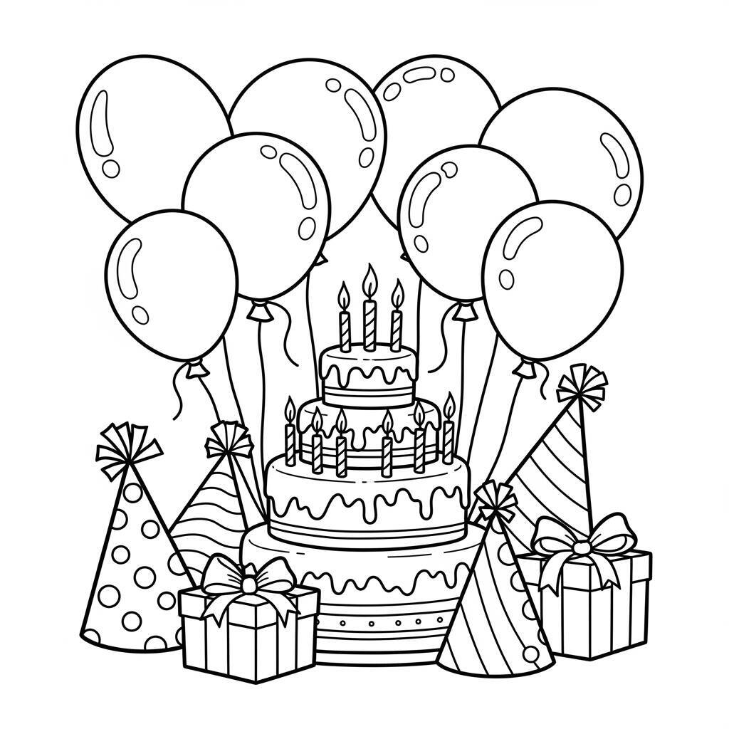Birthday Food Coloring Page