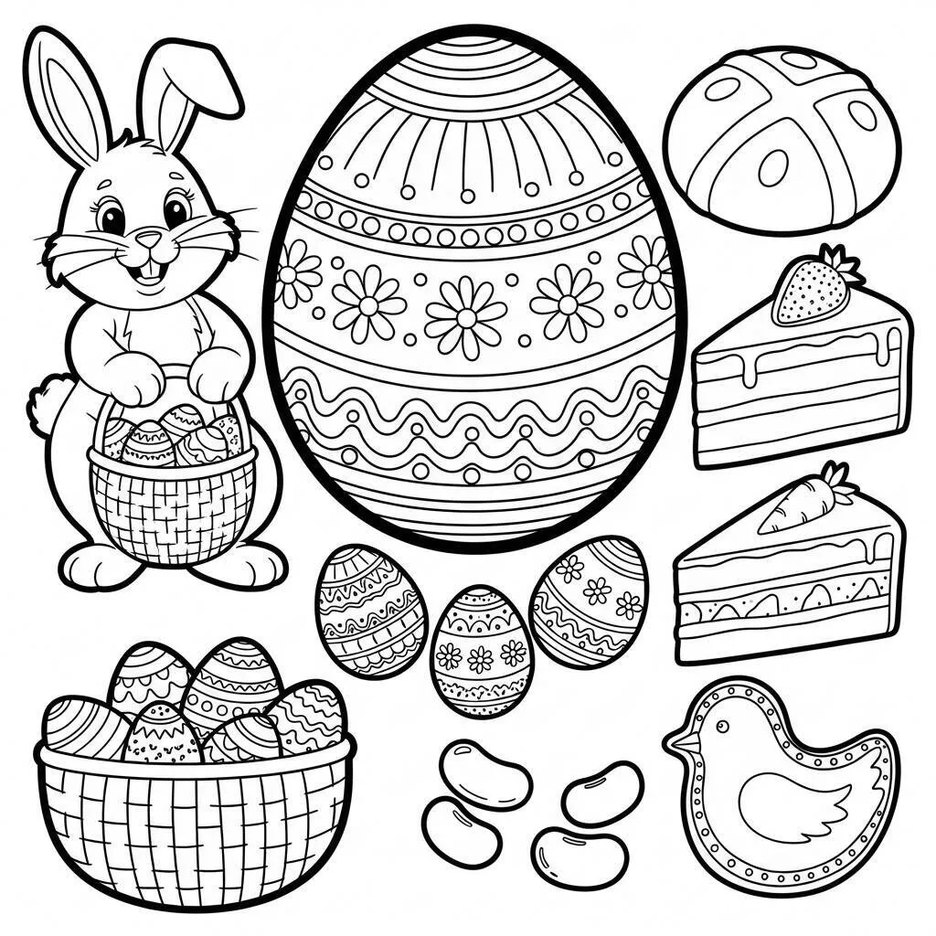 Desenho de Alimentos de Páscoa para Colorir