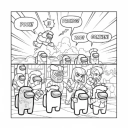 Desenho de Among Us com Estilo de Quadrinhos para Colorir
