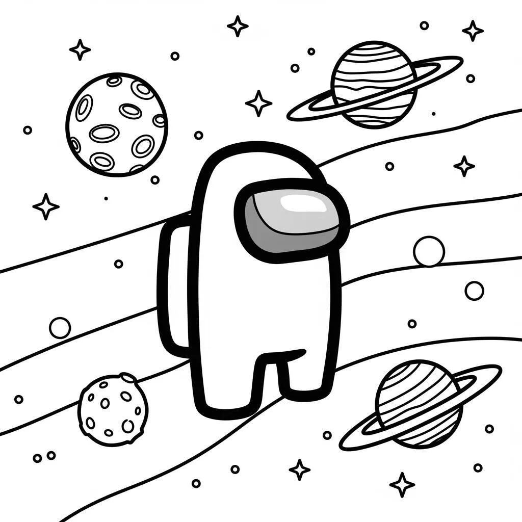 Desenho de Among Us e Espaço para Colorir