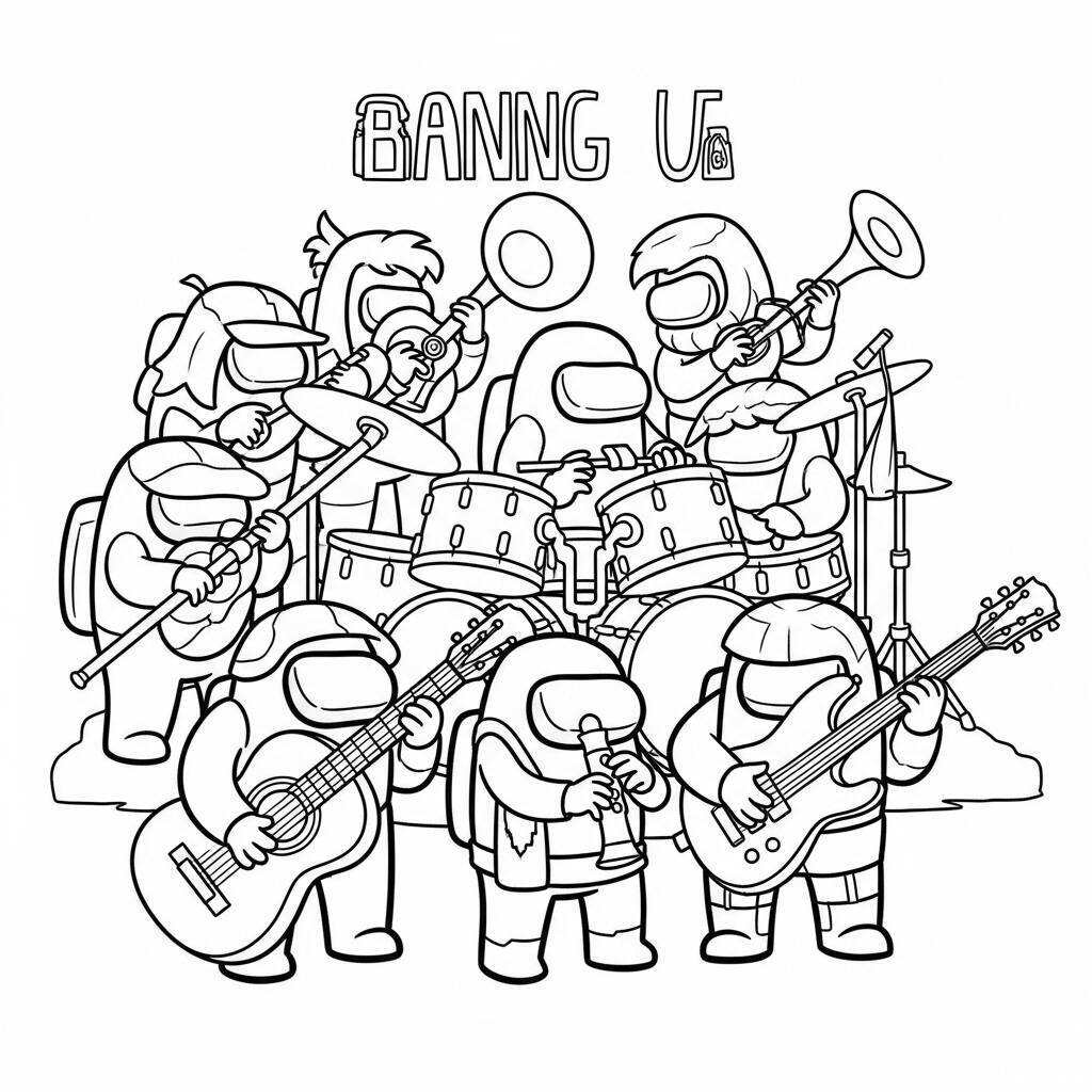 Desenho de Among Us e Música para Colorir