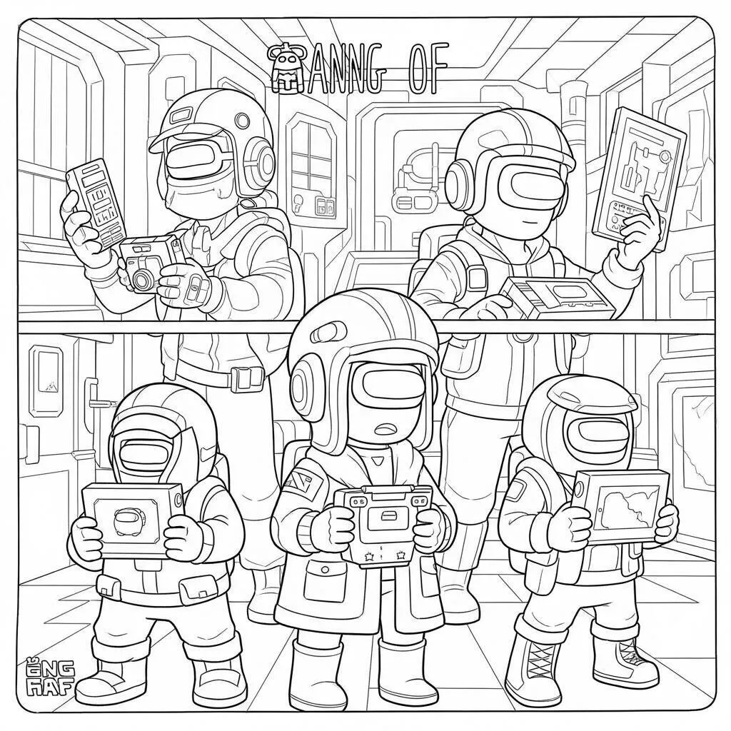 Desenho de Among Us e Tecnologia para Colorir