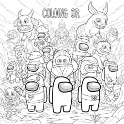 Desenho de Among Us em um Mundo de Fantasia para Colorir