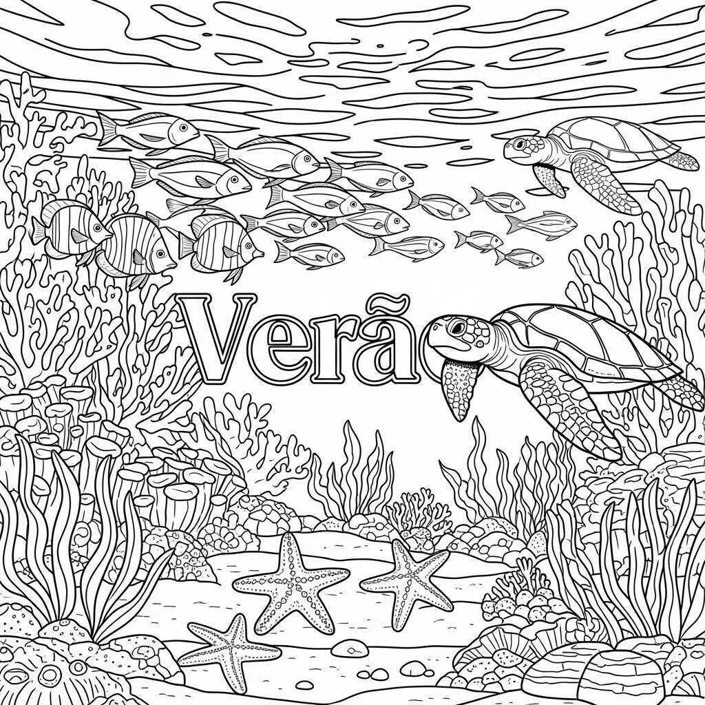 Desenho de Animais Marinhos para Colorir