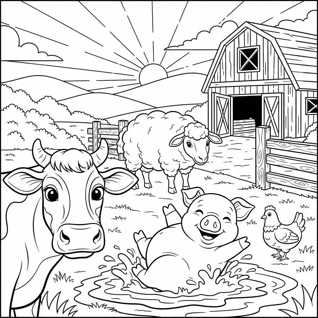 Desenho-de-Animais-da-Fazenda-para-Colorir-1 Desenho de Animais da Fazenda para Colorir