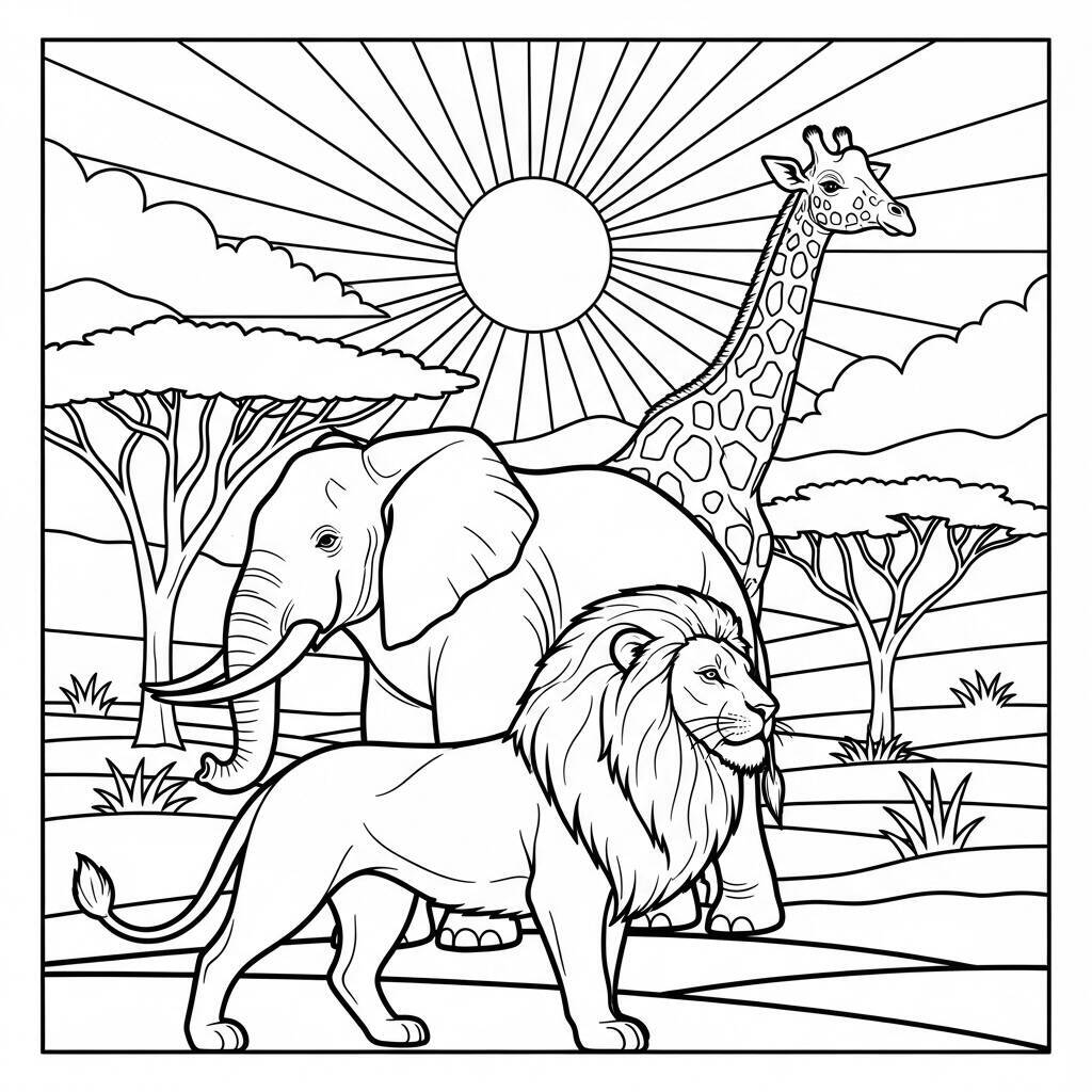 Coloriage animaux de la savane