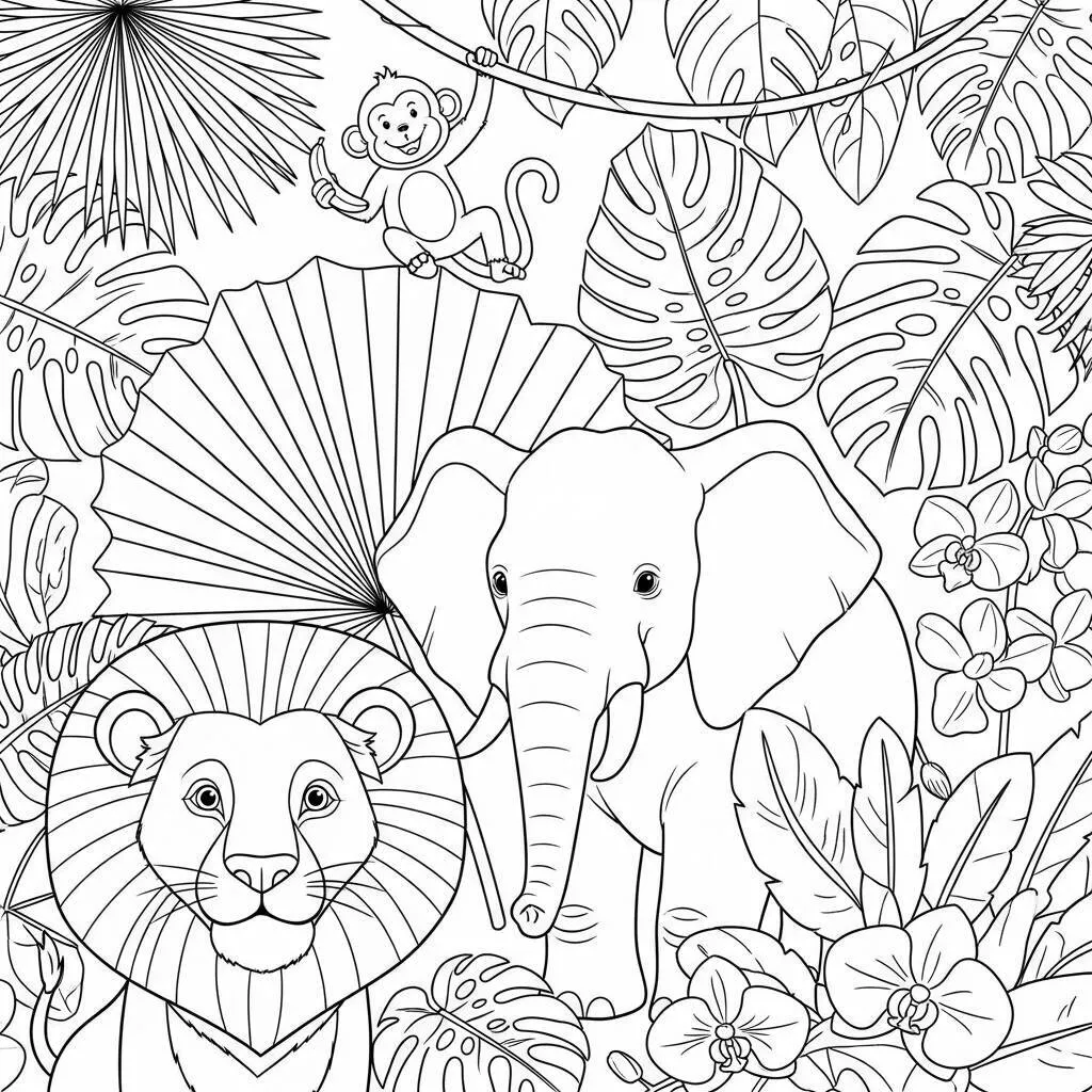 Desenho de Animais da Selva para colorir