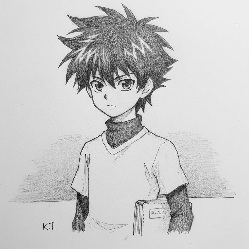 Desenho de Anime para Desenhar de um Garoto Estudante