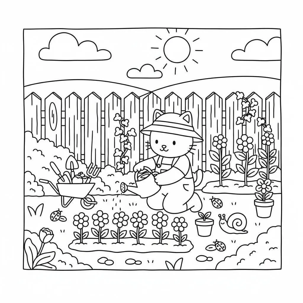 Desenho de Anime para Desenhar de um Gato Jardineiro Dibujo Anime para dibujar de un Gato Jardinero