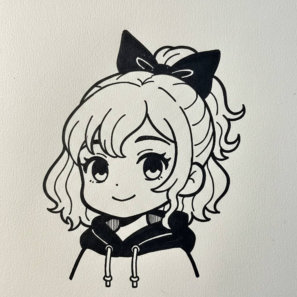 Desenho de Anime para Desenhar de uma Garota com Cabelo Cacheado