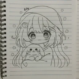 Desenho de Anime para Desenhar de uma Garota com Cachorrinho