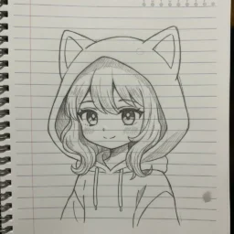 Dibujo Anime para Dibujar una Niña con Capucha