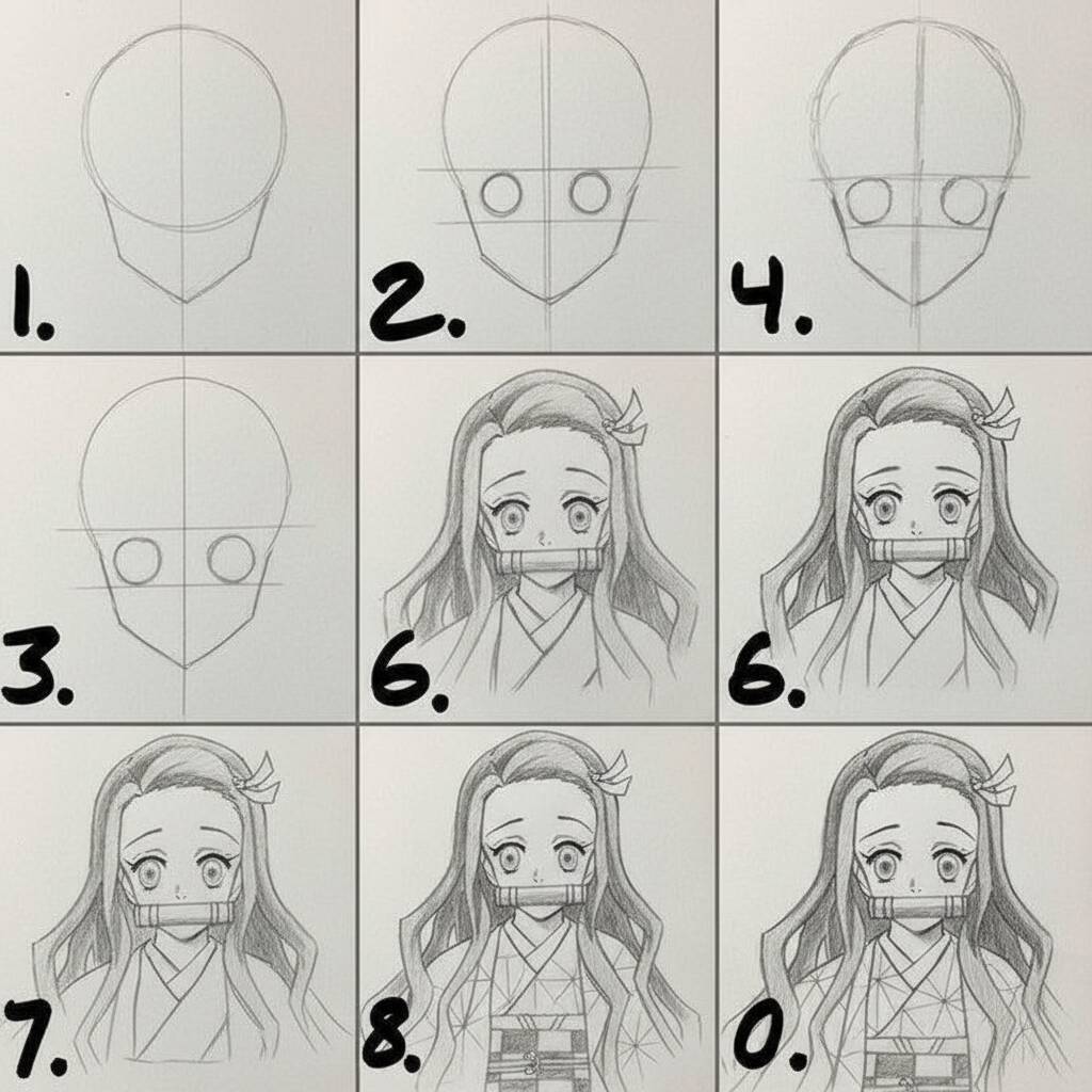 Desenho de Anime para Desenhar de uma Garota com Kimono