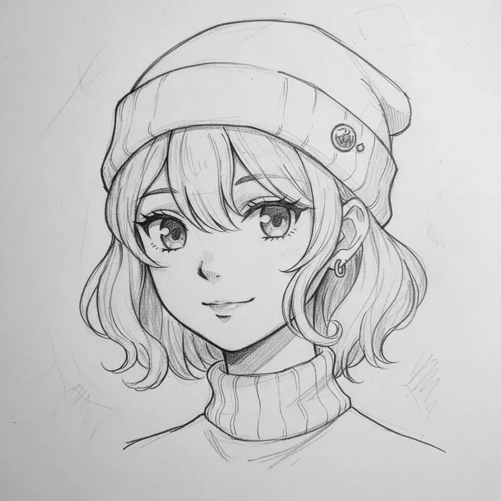 Desenho de Anime para Desenhar de uma garota com cabelo curto