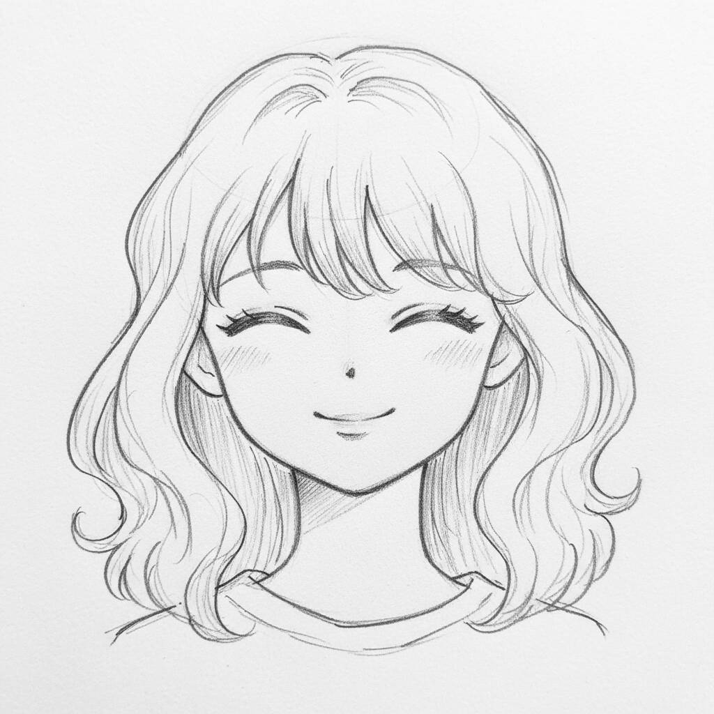 Desenho de Anime para Desenhar de uma garota sorridente