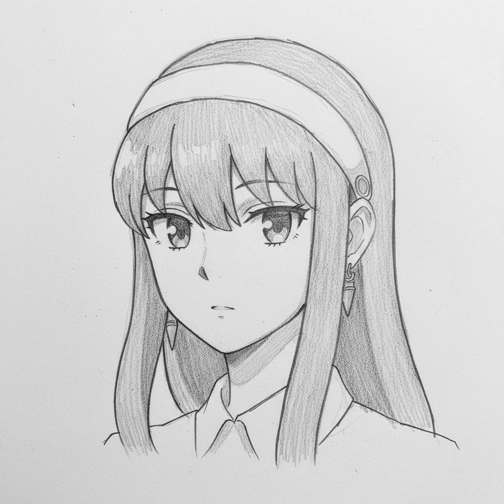 Desenho de Anime para Desenhar de uma jovem personagem