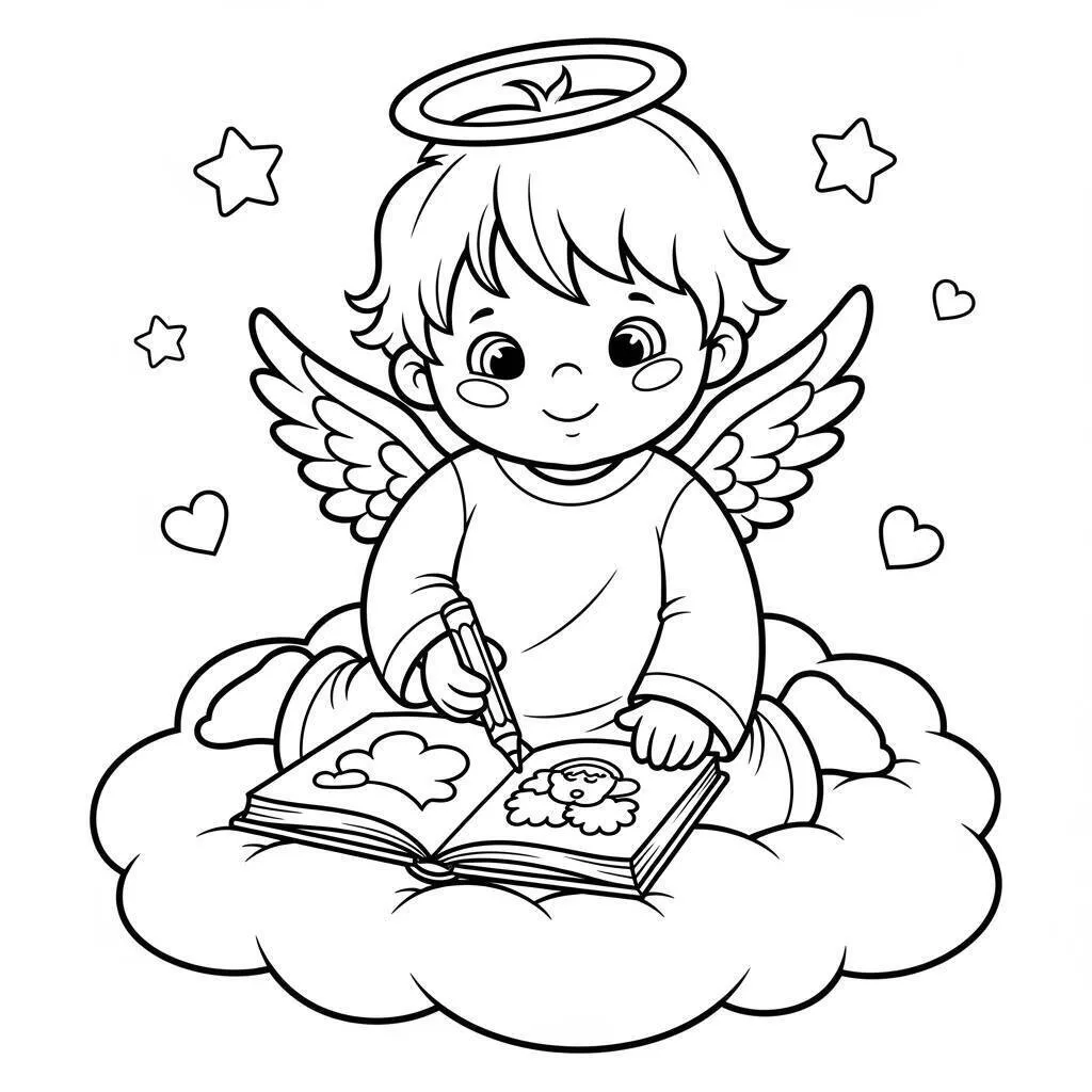 Desenho-de-Anjo-Infantil-para-Colorir Desenho de Anjo Infantil para Colorir