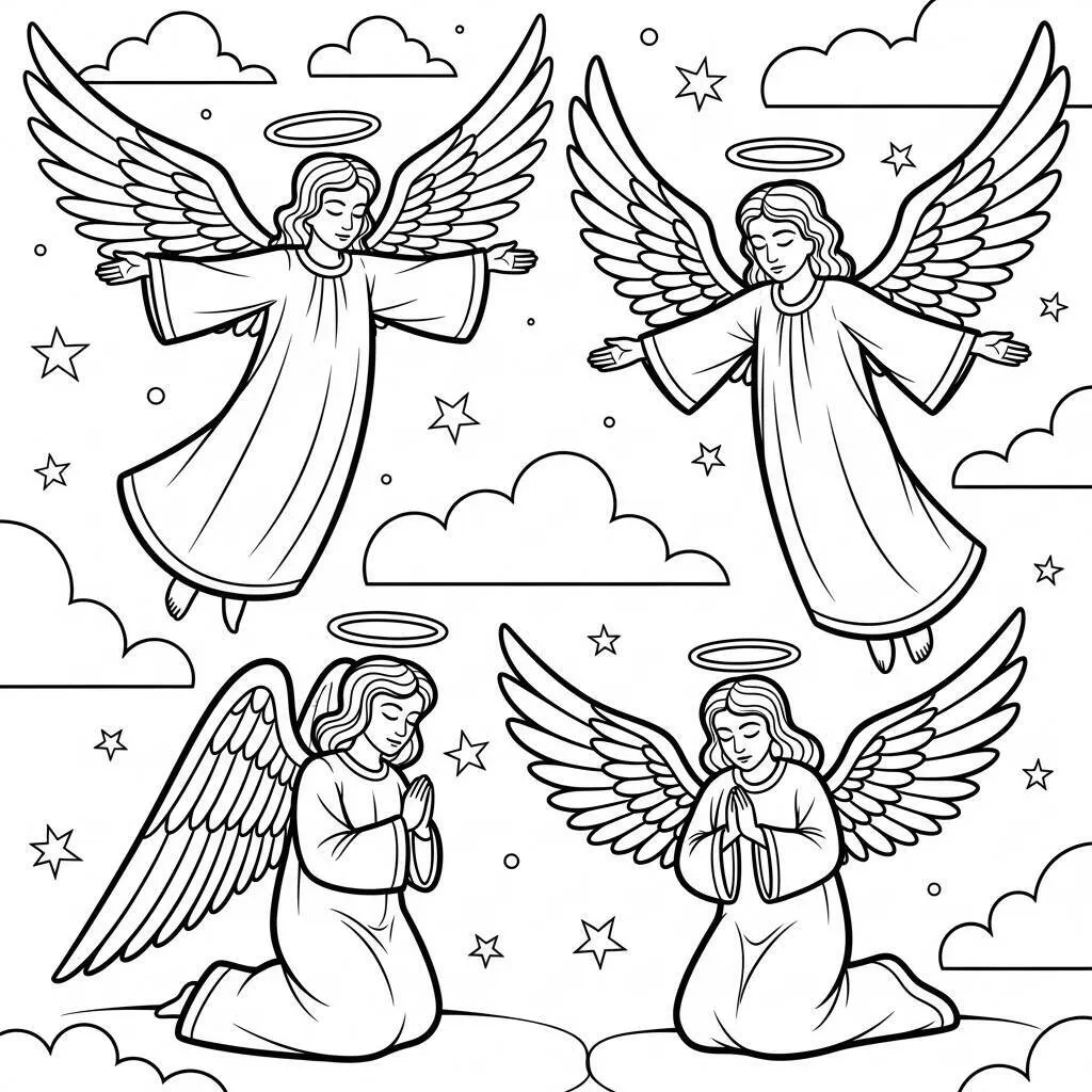 Desenho de Anjos para Colorir