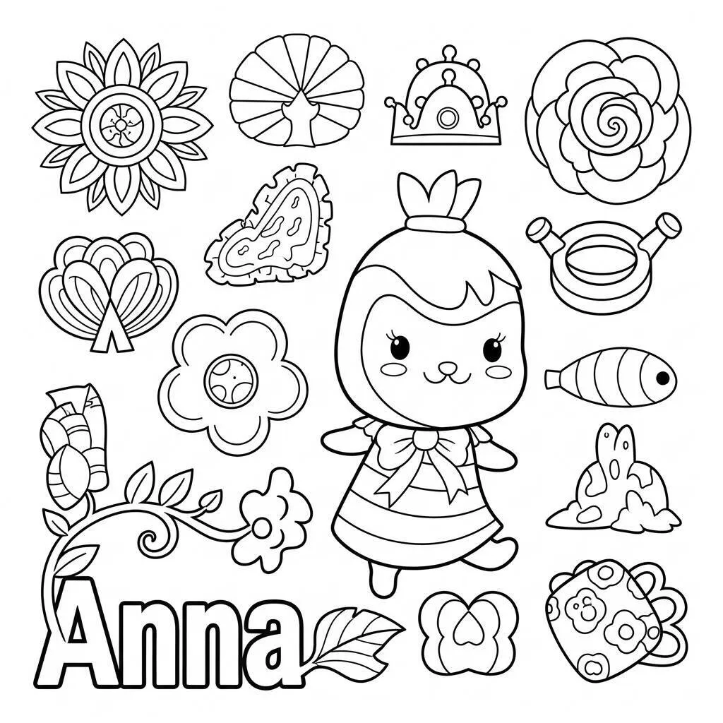 Desenho de Anna e uma Fada para Colorir
