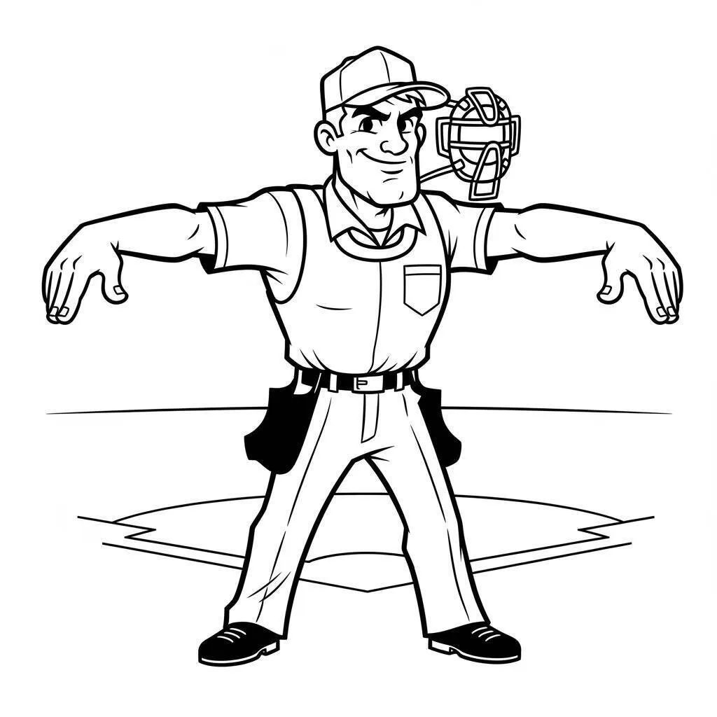 Desenho-de-Arbitro-de-Beisebol-para-Colorir Desenho de Arbitro de Beisebol para Colorir