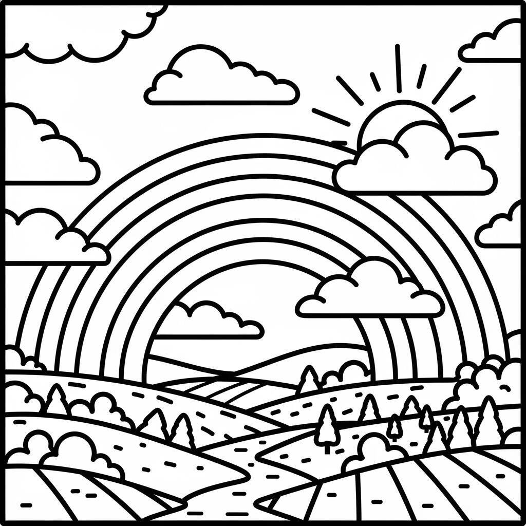 Pagina da colorare arcobaleno