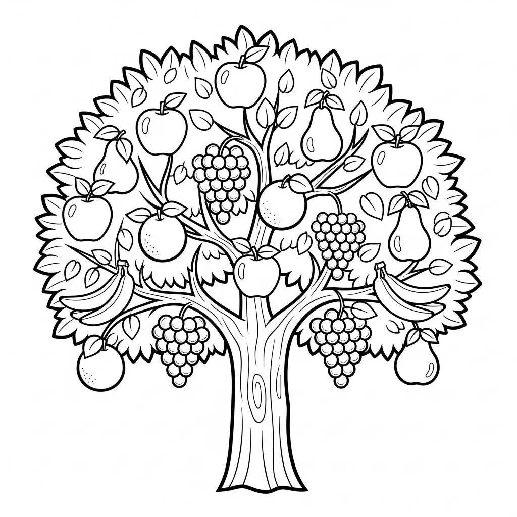 Desenho de Árvore Frutífera para Colorir
