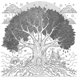 Tree Drawing with Rainbow Colors to Color