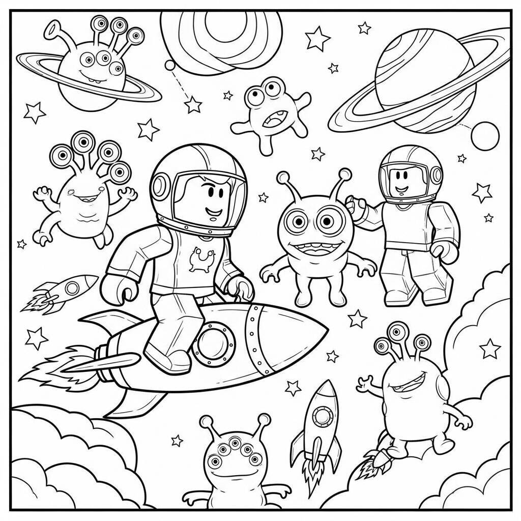 Desenho de Aventura Espacial do Roblox para Colorir