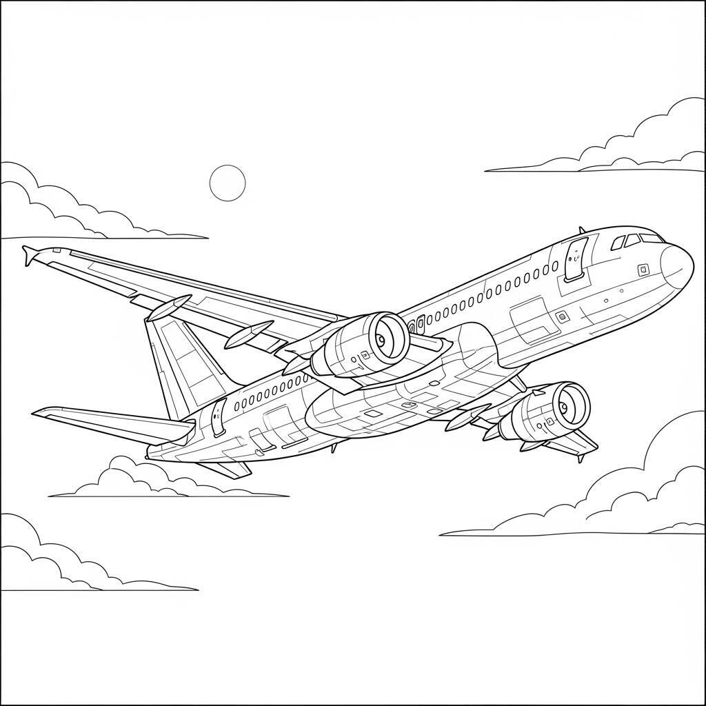 Desenho de Avião Realista para Colorir