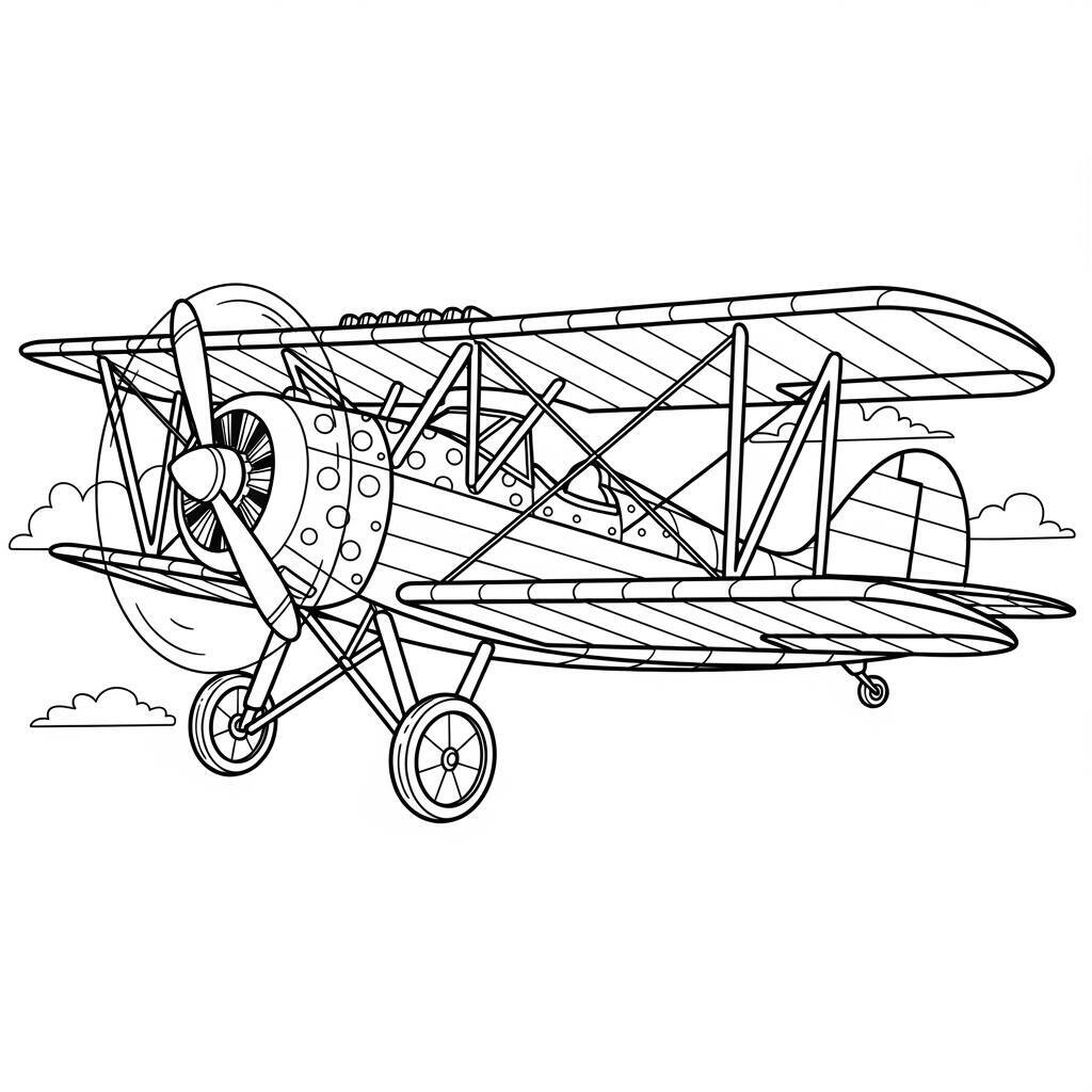 Desenho de Avião Vintage para Colorir