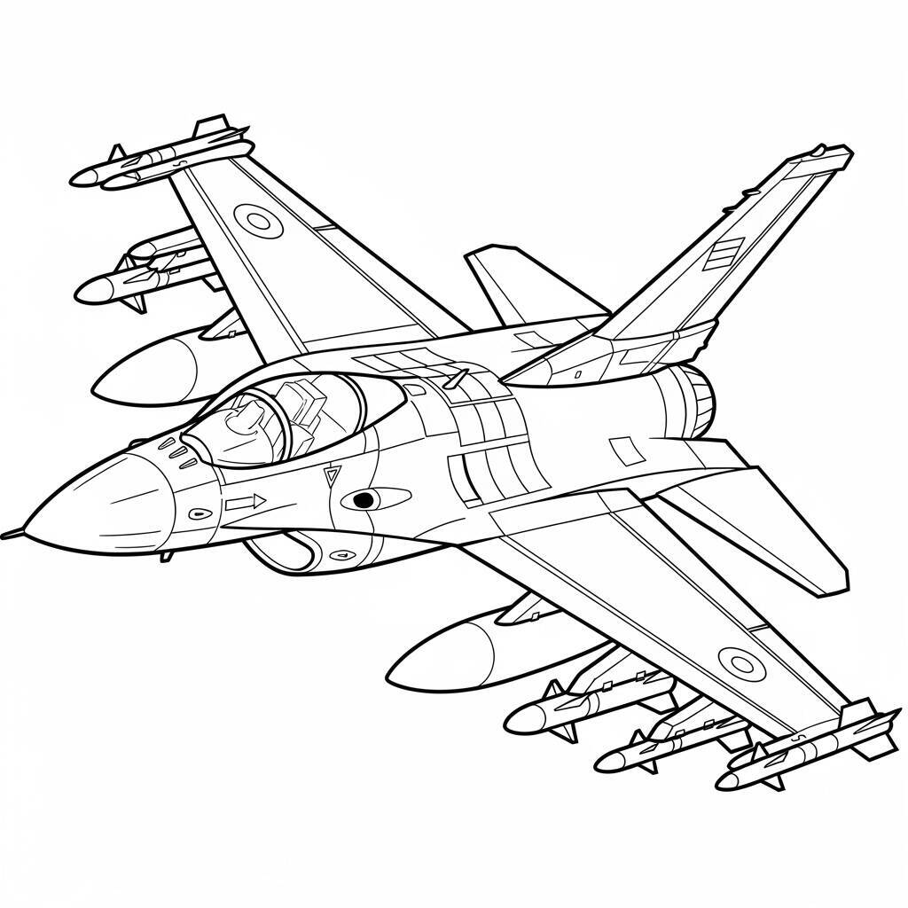 Desenho de Avião de Combate para Colorir