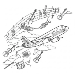 Desenho de Avião e Música para Colorir