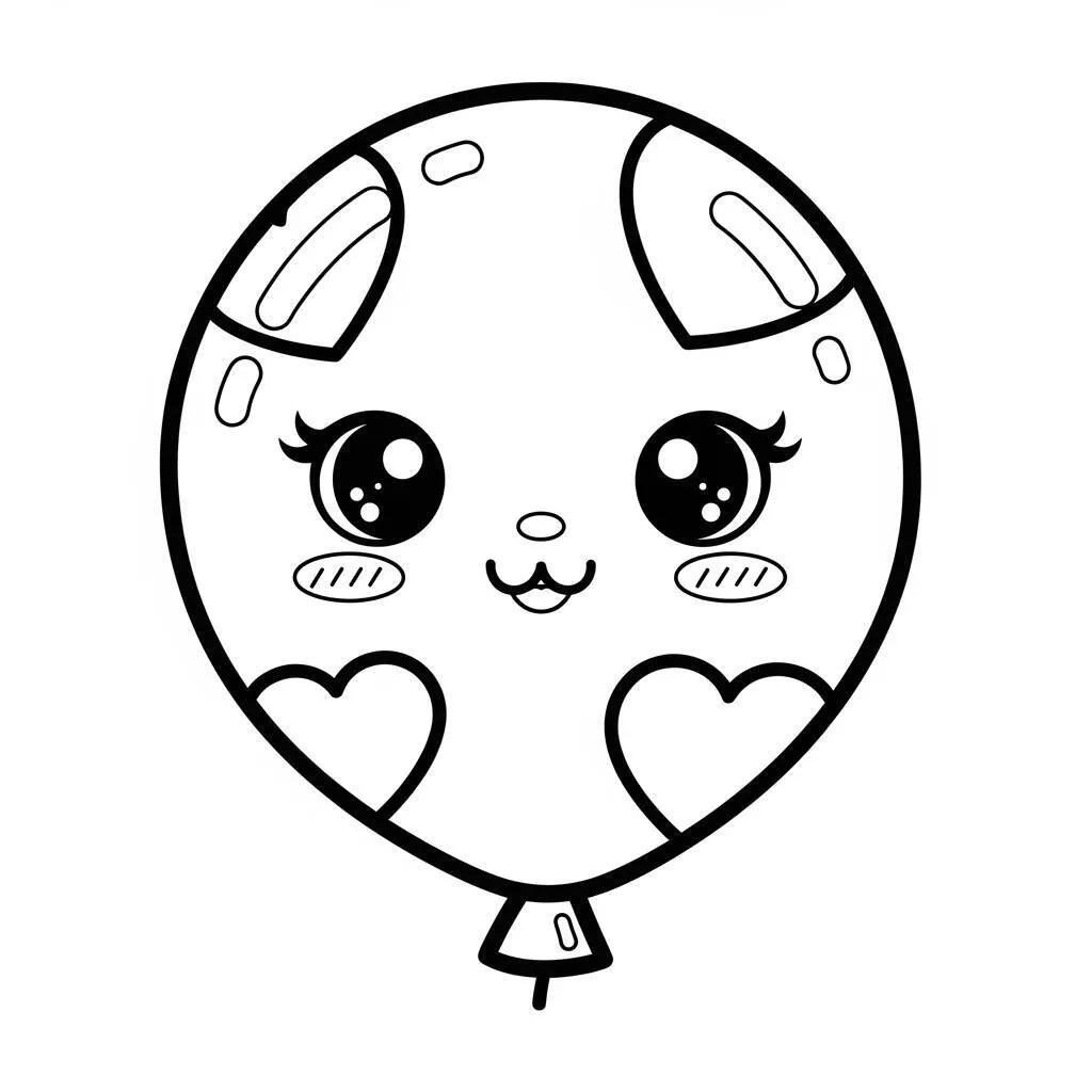 Desenho de Balão Kawaii para Colorir