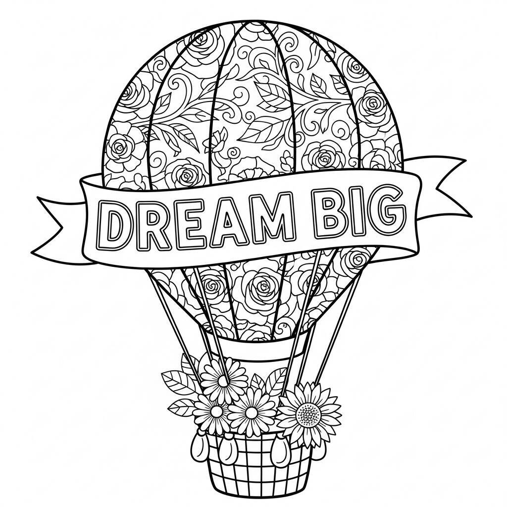 Ballon avec message à colorier